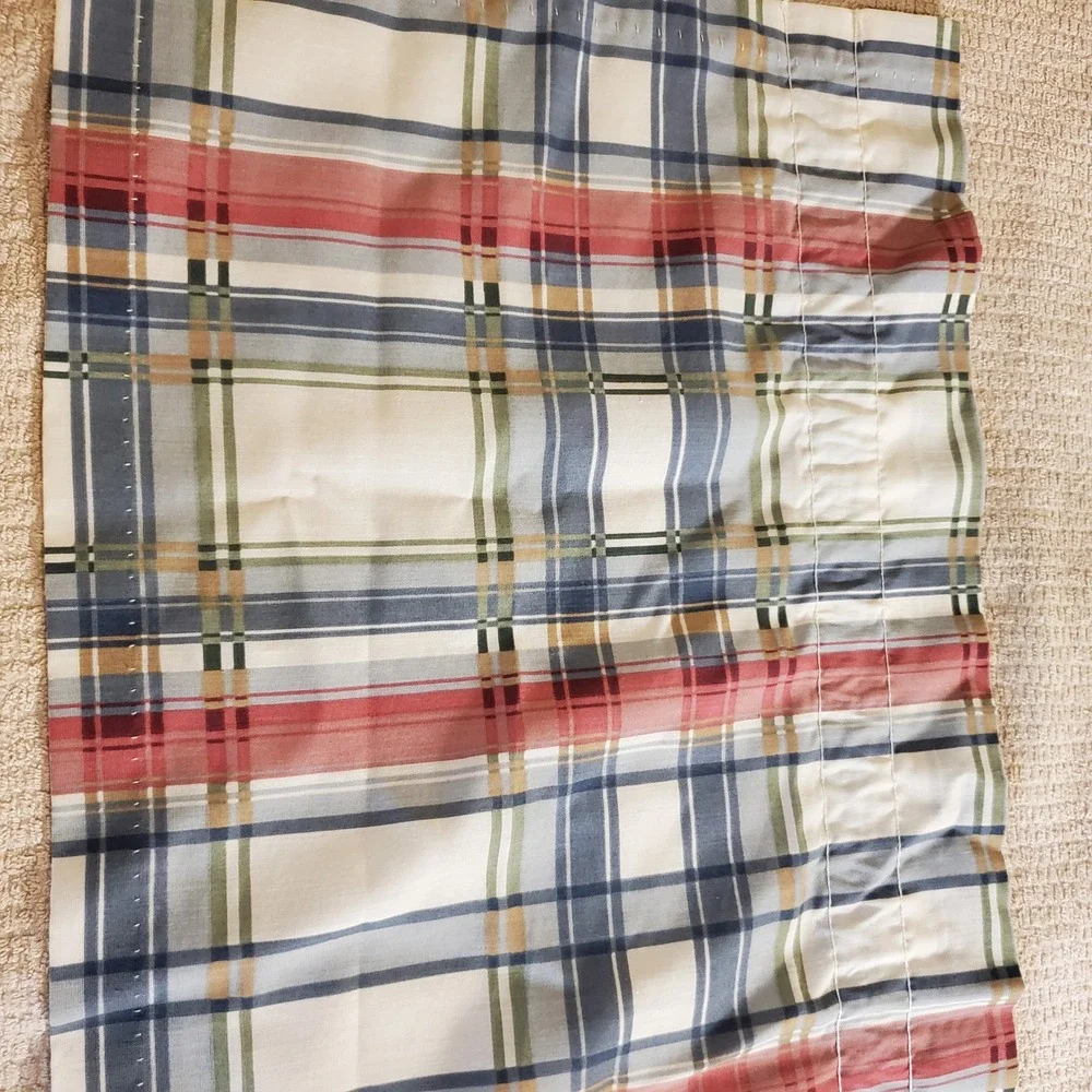 JCPenney Home Plaid Window Valance Set of 2 Blue Red Green Made in USA 68x14